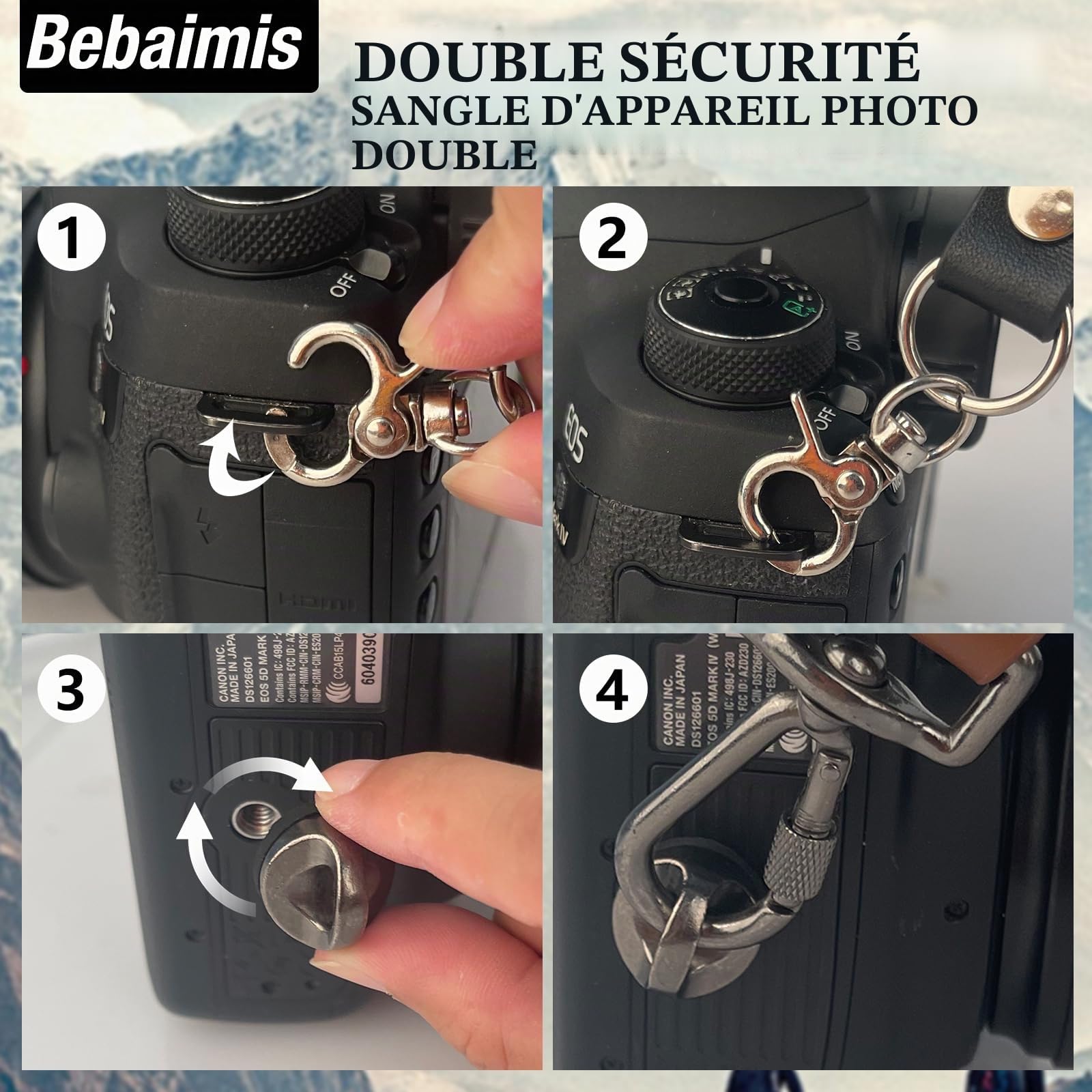 Sangle pour appareil photo - En cuir - Pour 2 appareils photo - Fermeture rapide - Double sangle pour appareil photo reflex numérique - Convient pour la randonnée, les mariages - Le meilleur
