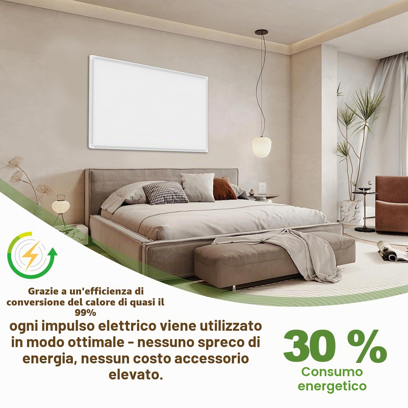 Pannello Radiante Infrarossi 600W con Termostato Touch - Riscaldatore a Infrarossi per Montaggio a Parete Fino a 120 Gradi Celsius per 8-15㎡ - Certificazione TÜV e Garanzia 10 Anni