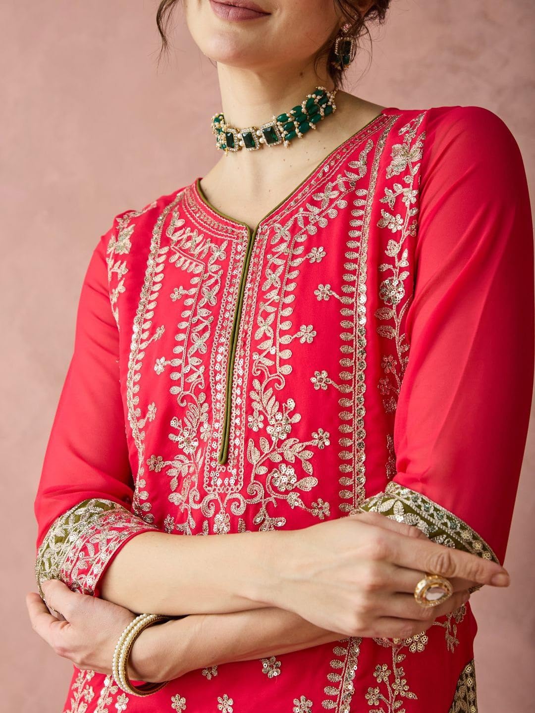 Indisches pakistanisches Kurta-Set für Damen, bestickt, für Hochzeit, Party, Sharara, Palazzo, Salwar Kameez-Anzugkleid für Damen