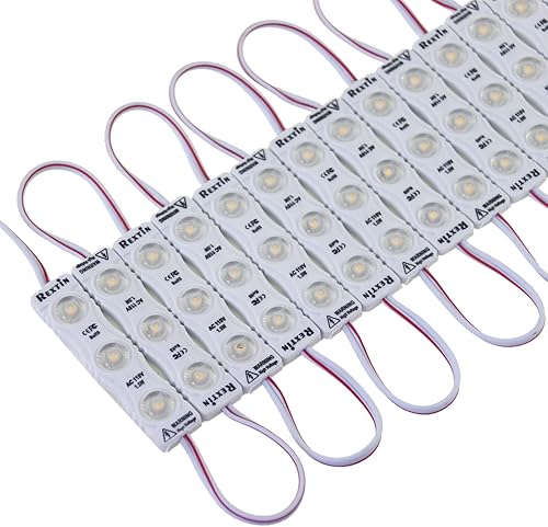 Miniatura 10 de REXTiN Super Bright 100 unids 110V 2835 3 LED Module Storefront Lights Blanco 1.5W Luz decorativa impermeable para letreros de letras publicitarias