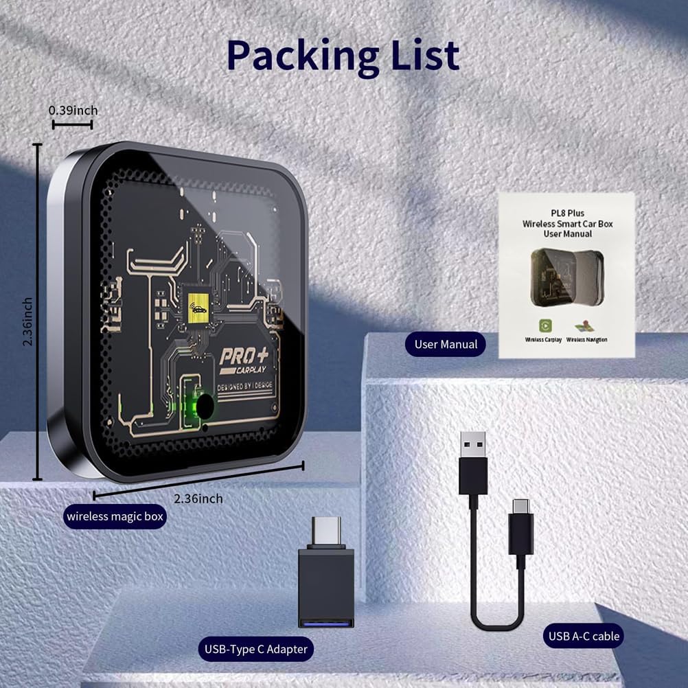 Wireless CarPlay Adapter for Apple iPhone, Android Auto Wireless Adapter for Samsung Galaxy/Motorola, 2025 Upgrade Plug & Play Fast Connection Car Play Smart Adapter (Clear)