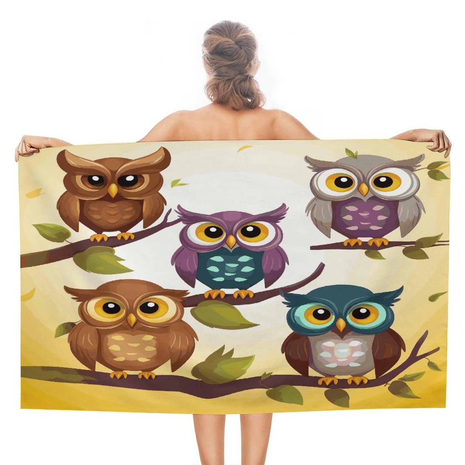 FekiLoot Owls Birds Beach Towel Absorbent & Quick Dry Pool Towels 31 X 51 Inches Extra Large Sandfree Beach Blanket Towels Soft Lightweight Travel Towel for Swim Yoga Camping