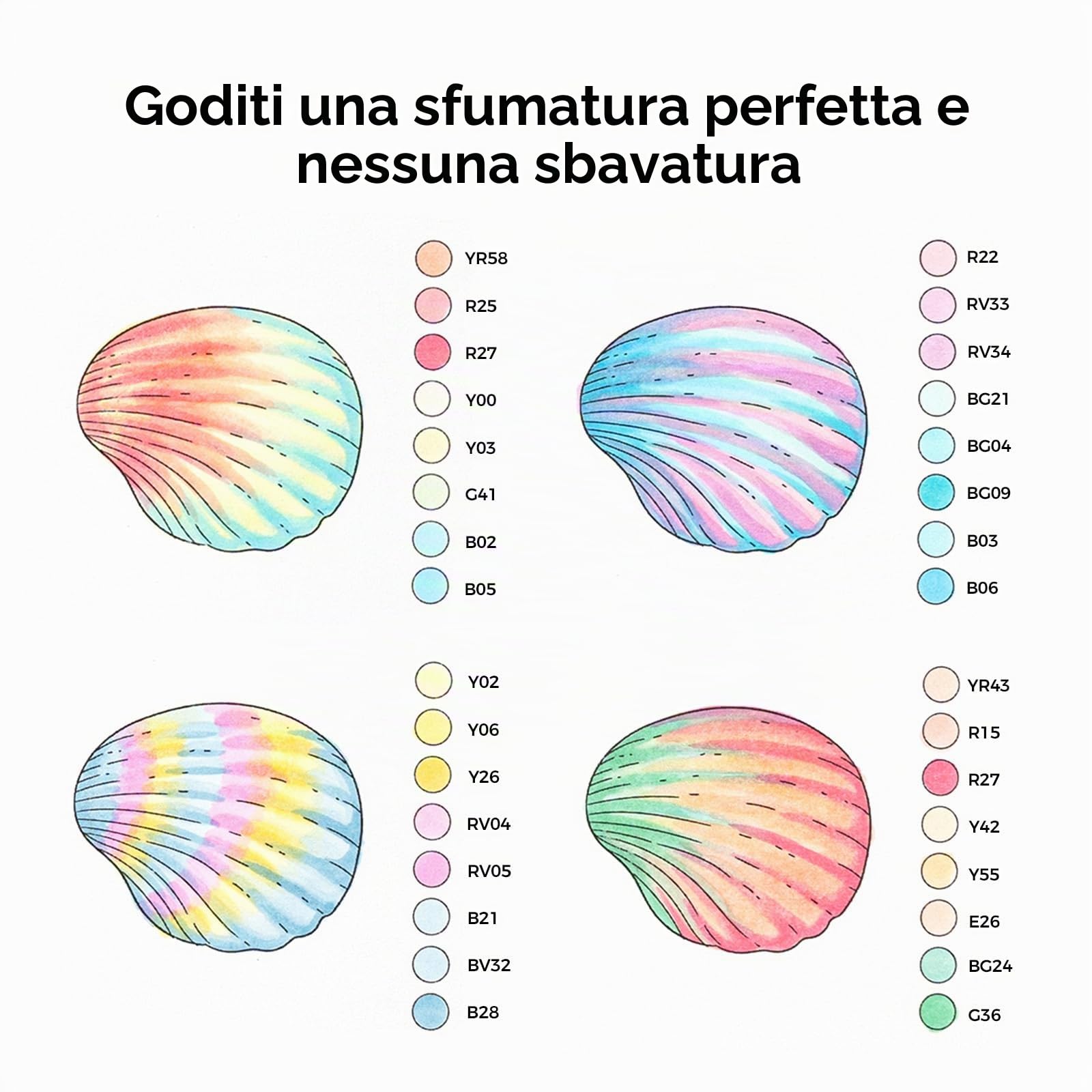 48 colori pastello Pennarelli， Ohuhu pastello a punta a pennello a base di alcool a doppia punta per artisti, per illustrazioni da colorare per adulti, +1 pennarello per alcol & custodia