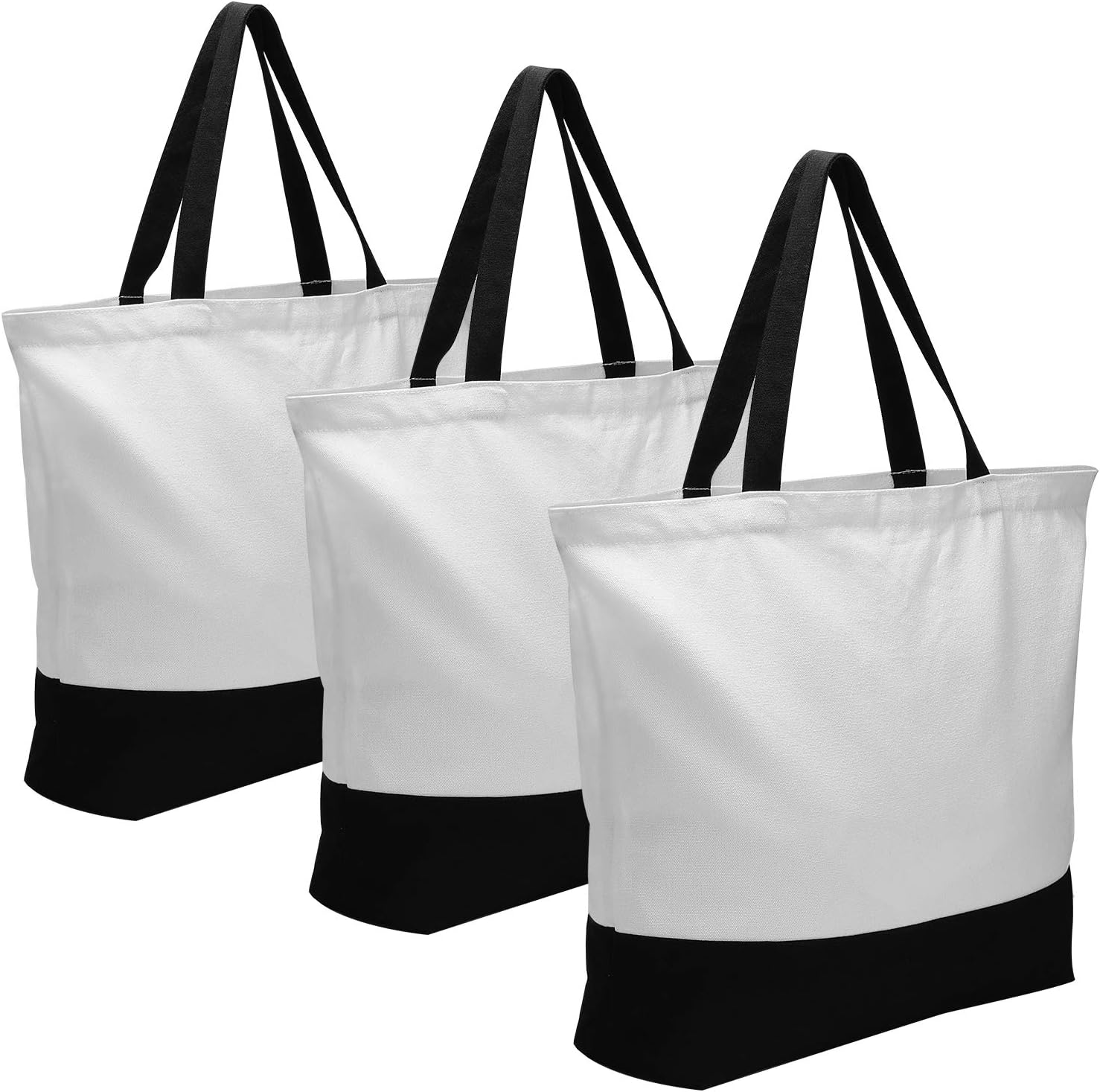Canvas Tote Bags, 3-Piece Multipurpose Cotton Canvas Tote Bag Set, Reusable Grocery Cloth Bag, Adult Unisex - White, Large