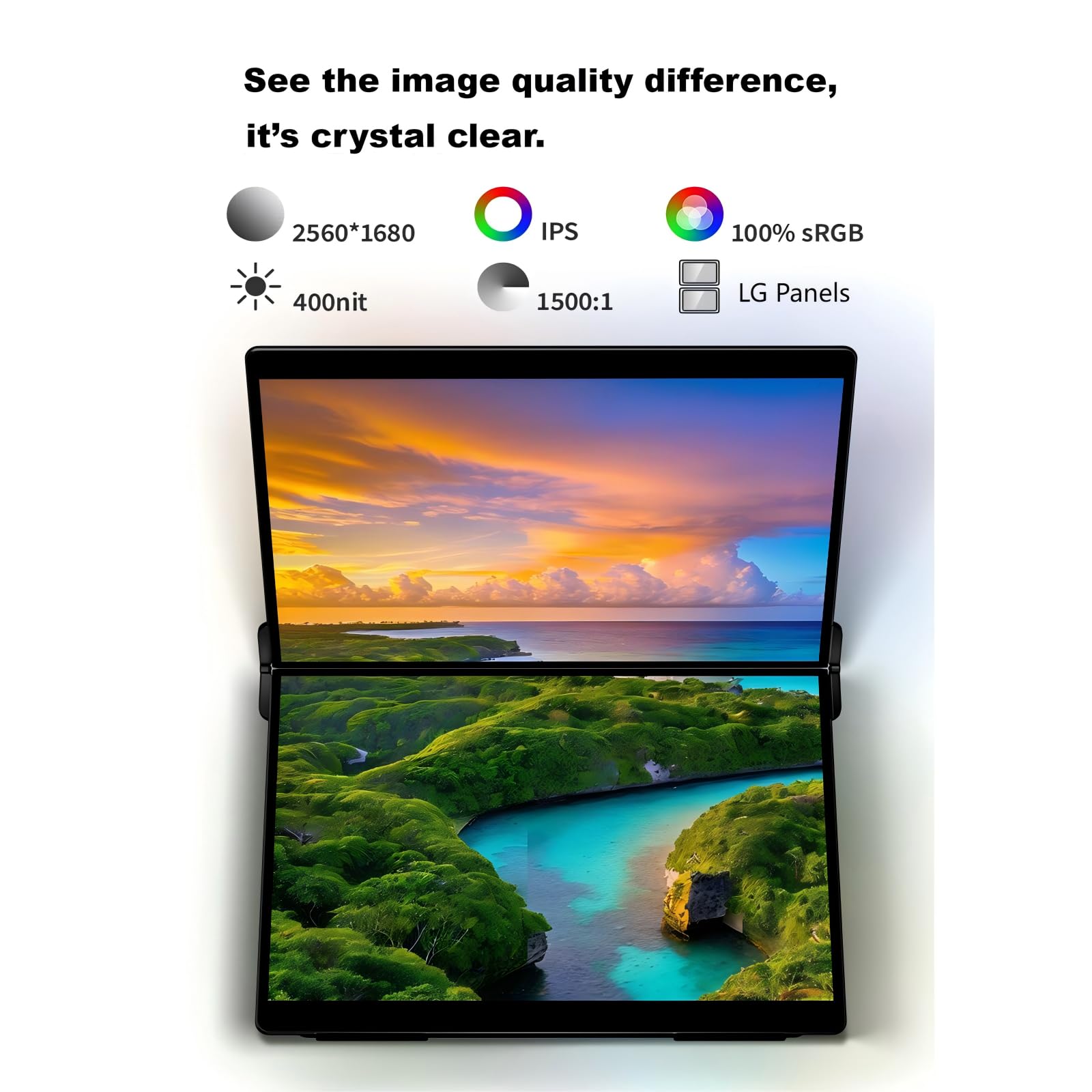 EHOMEWEI X2 Air, Touch Dual Screen mit Stylus, 14,2 Zoll 2,8K IPS Display, 90Hz Dual Screen, Schwarz, 400 Nit Helligkeit, 100% sRGB, für Büroarbeiten (Dual Screen Touch, 14,2 Zoll)