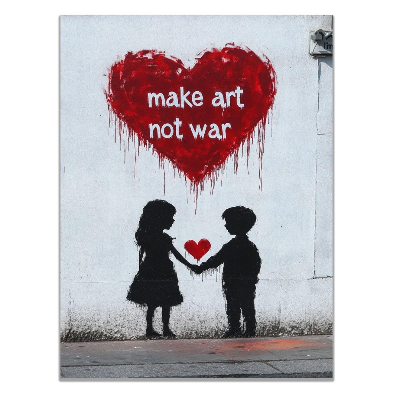 WIKEO Banksy Graffiti Canvas Wall Art Happy Boy And Girl Living Room Décor,Canvas Prints,Abstract Wall Art,-Street Pop Posters Inspirational Quotes(Black)-80x120cm Unframed