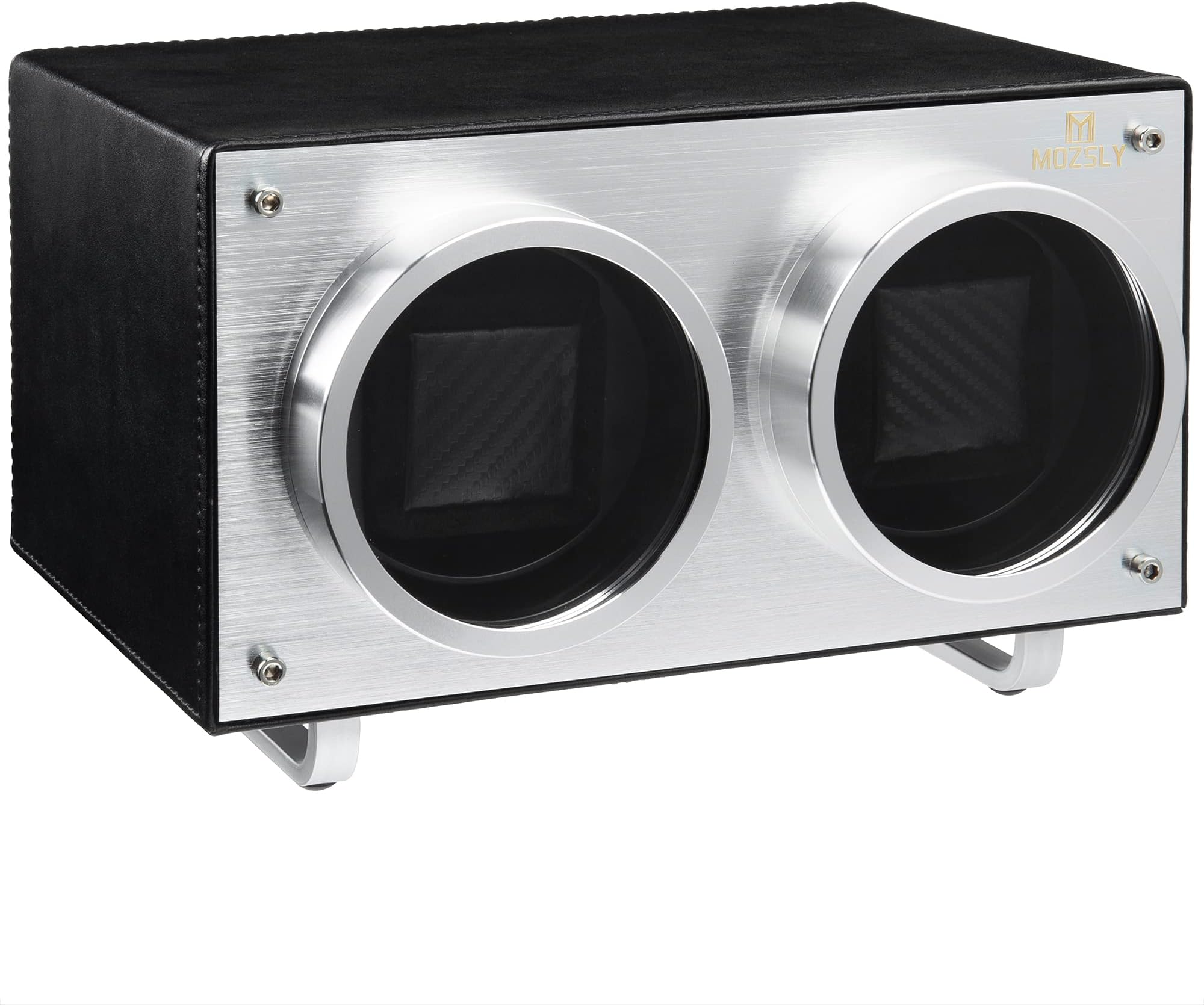 MOZSLY Double Watch Winder for Automatic Watches with Quiet Motor 12 Rotation Mode Setting AC Adapter or Battery Powered PU Leather
