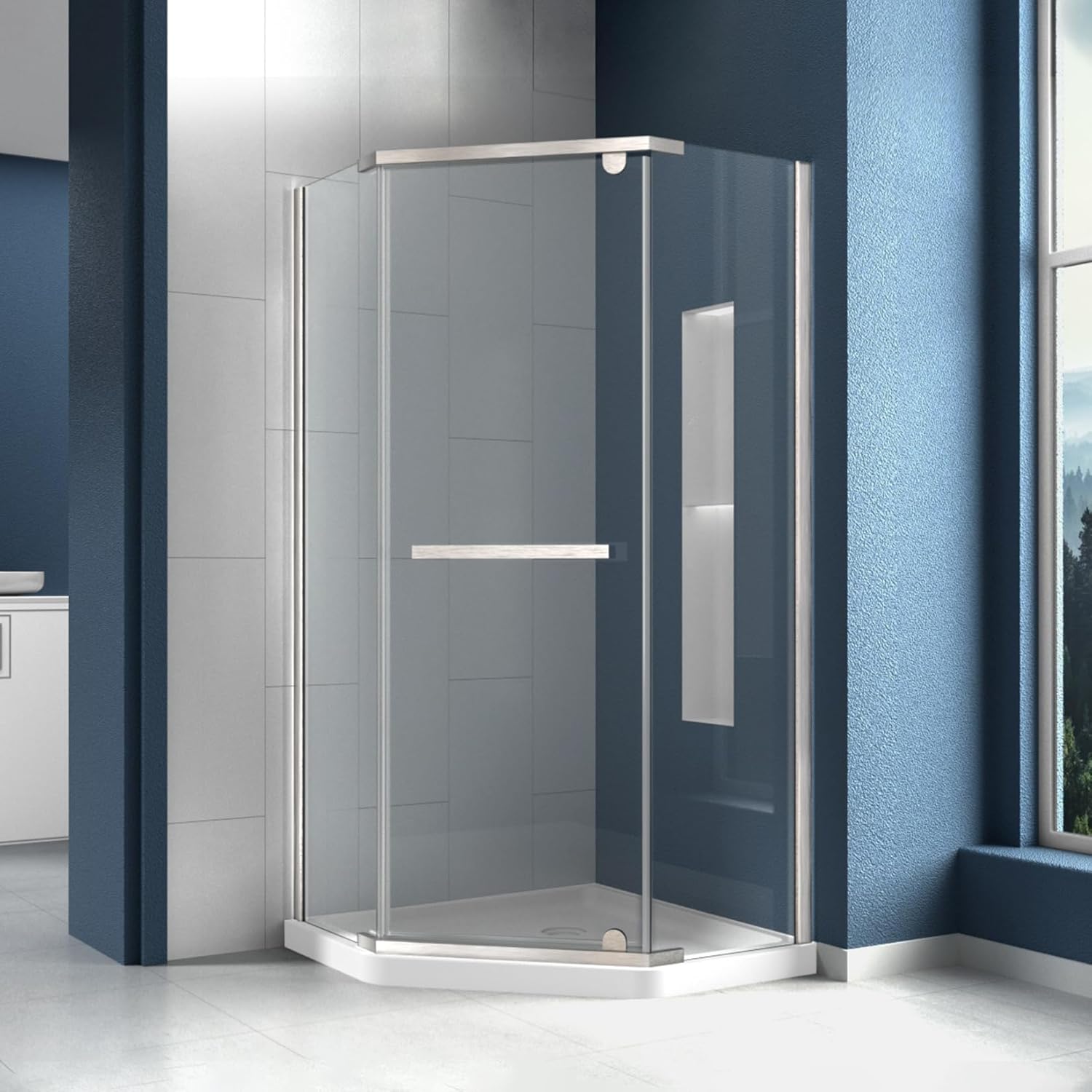 CKB Shower Doors, 36 in. D x 36 in. D x 72 in. H Shower Enchosure for Corner, 1/4" (6mm) ANSI Tempered Glass with Easy Clean, Reversible for Left or Right, Brushed Nickel
