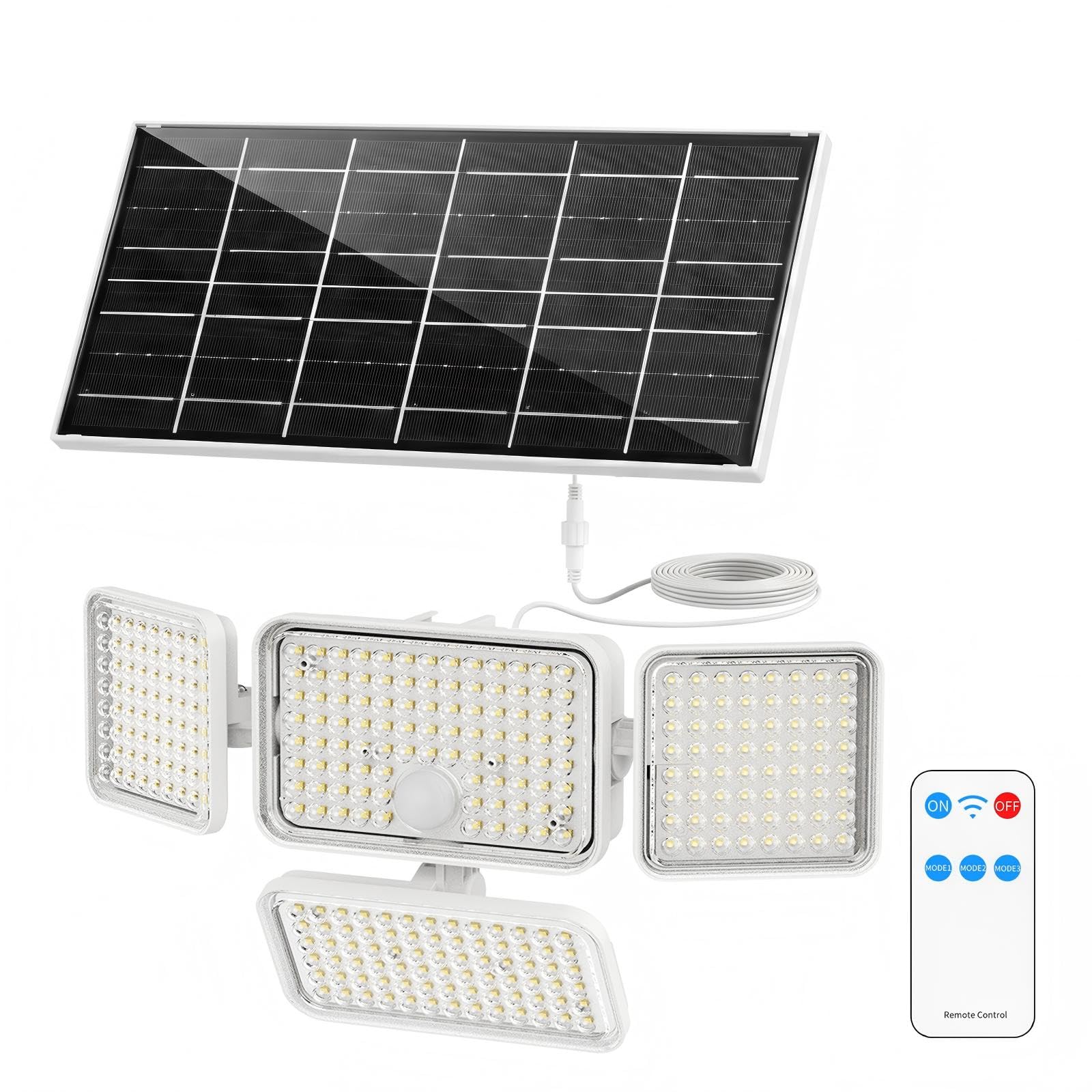 Sansi Black Outdoor Solar Security Light With Motion Sensor, 12W 1500Lm 6500K Daylight, 6000Mah Battery, Split Design, Ip65, 3 Modes Pir Solar Flood Light For Garden, Yard, Garage, Patio