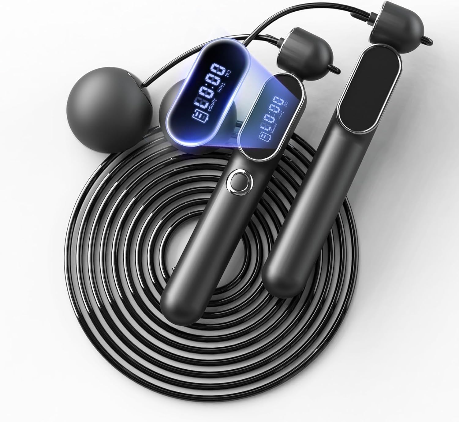 Corde à sauter sans fil avec compteur, corde à sauter lestée 2 en 1 pour enfants, femmes, hommes, cordes à sauter numériques intelligentes réglables pour fitness, entraînement, boxe, entraînement de