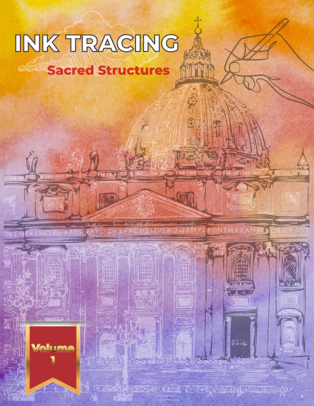 Ink Tracing Sacred Structures: Reverse coloring book for adults. Trace the White Lines to Uncover Majestic Churches and Cathedrals. A unique, mindful artistic experience.