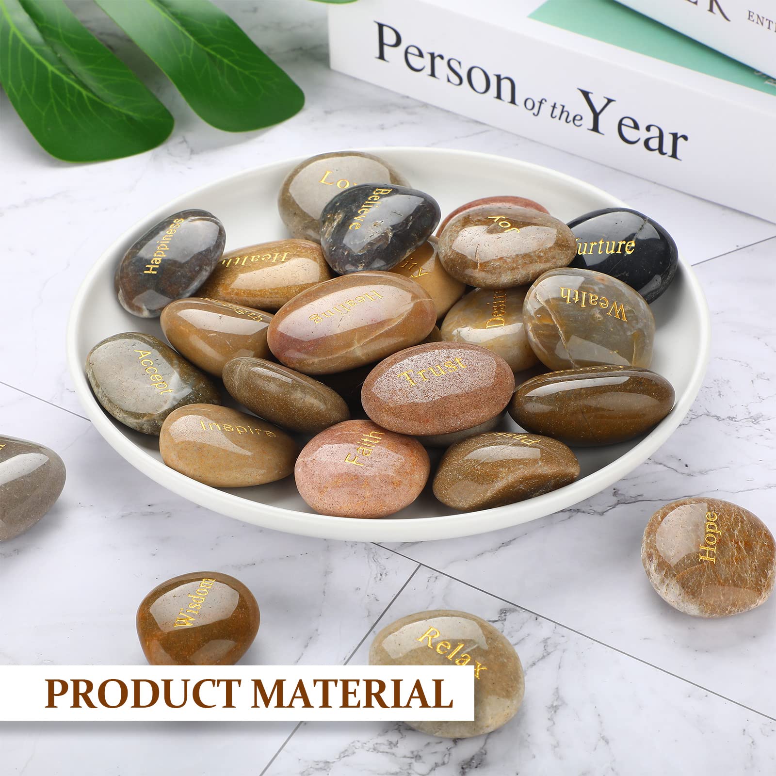 CHENGU Juego de 100 piedras inspiradoras grabadas a granel, piedras de aliento grabadas, piedras de fe, piedras de oración, regalos de agradecimiento para empleados