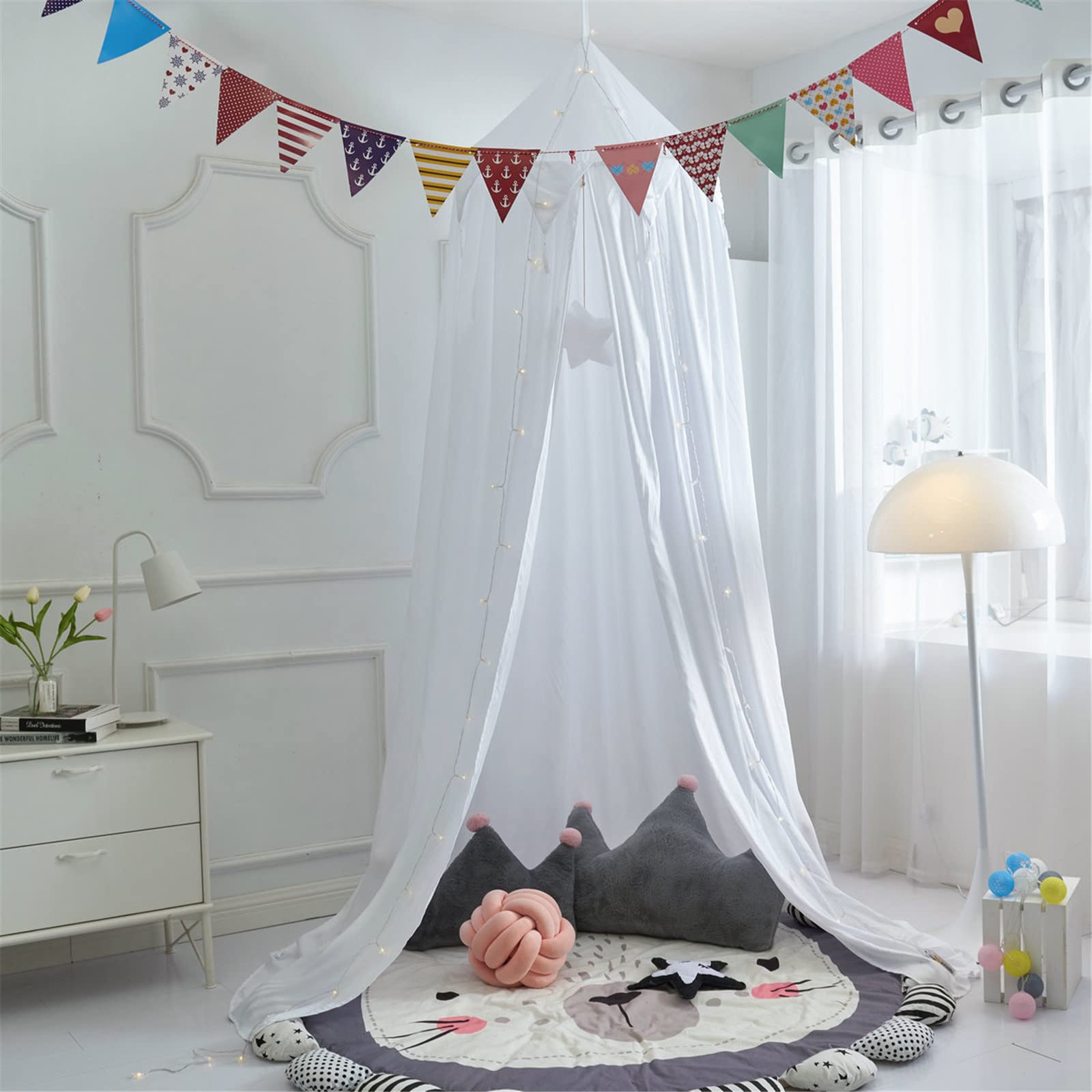 Baldacchino Letto Bambini Verde - Cupola Nordica, Cotone, Per Lettino O Matrimoniale - Foto 4