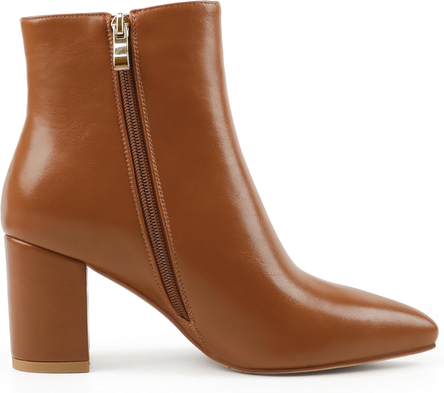 JOY IN LOVE Women's Ankle Boots Chunky Block Heel Pointed Toe Zipper Booties - Image 5