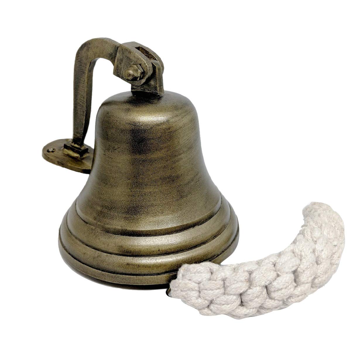 bramble & jones 7" VINTAGE Brass Ship Bell Antique for School Dinner Pub & Reception with Rope Lanyard