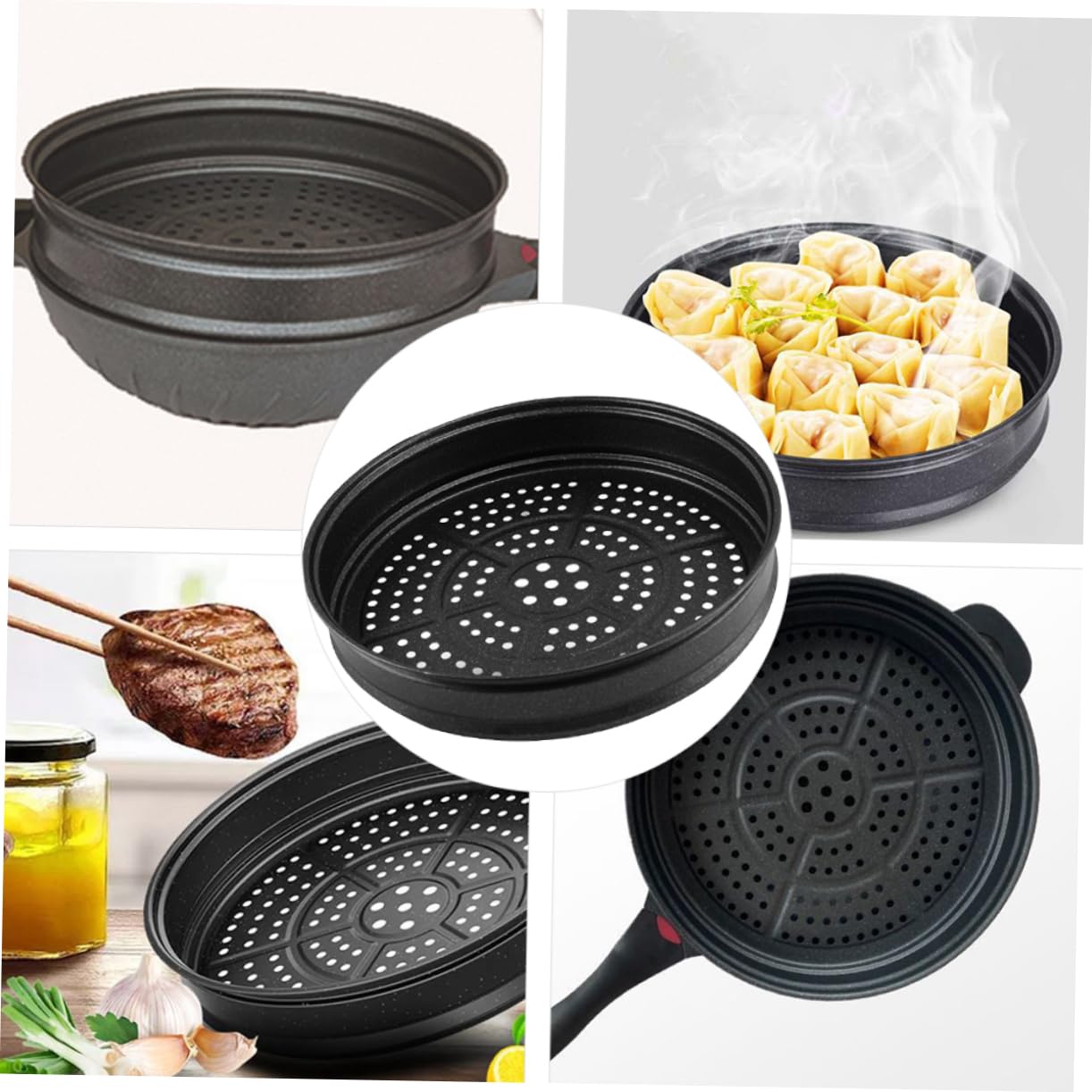 Casserole de table à vapeur avec couvercle, poêle à nourriture en acier inoxydable avec couvercle, poêle rectangulaire pour table à vapeur, plateau à riz à la vapeur, poêle à buffet en acier