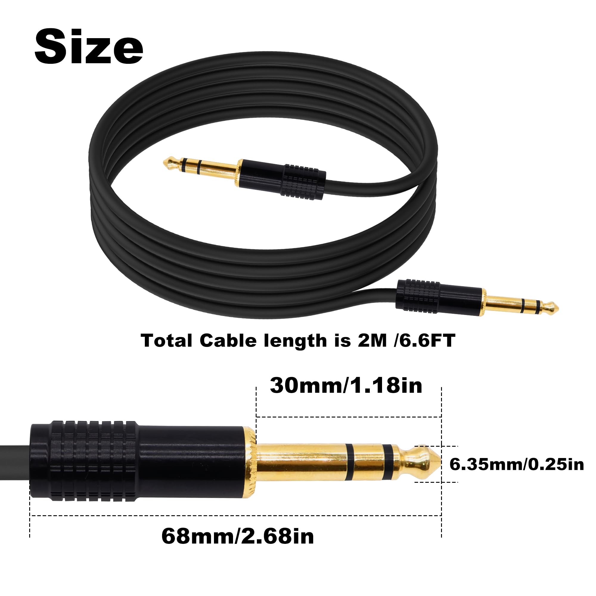 YARCHONN 1/4 Inch TRS Instrument Guitar Cable - Image 2