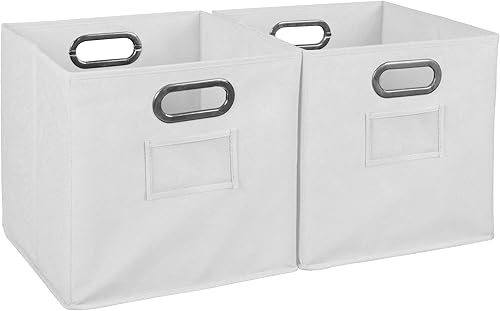 Niche Cubo - Juego de 2 contenedores plegables de tela, color blanco