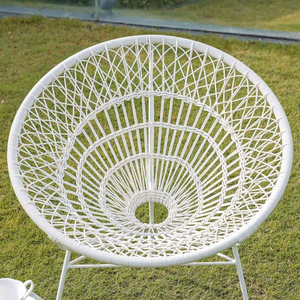 Danube Home Spiral 2-Seater Balcony Set With Table | All Weather 3 Piece Bistro Set With Coffee Table | Modern Design Furniture For Balcony Outdoor Garden Bench Seating Terrace Lawn Patio - White