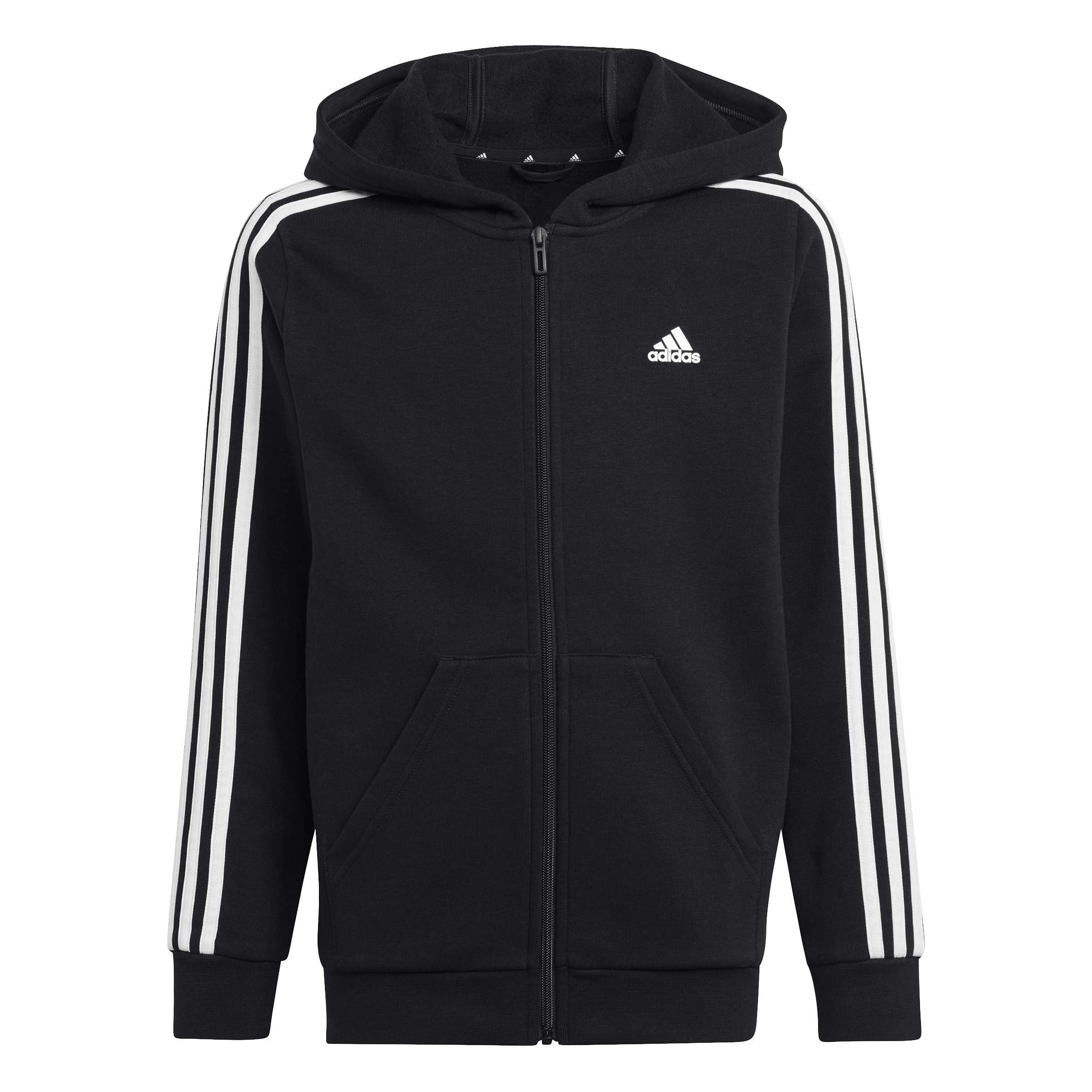 Adidas Essentials 3-Stripes Fleece Full-Zip Hoodie Felpa Unisex - Bambini e Ragazzi (Pacco da 1)