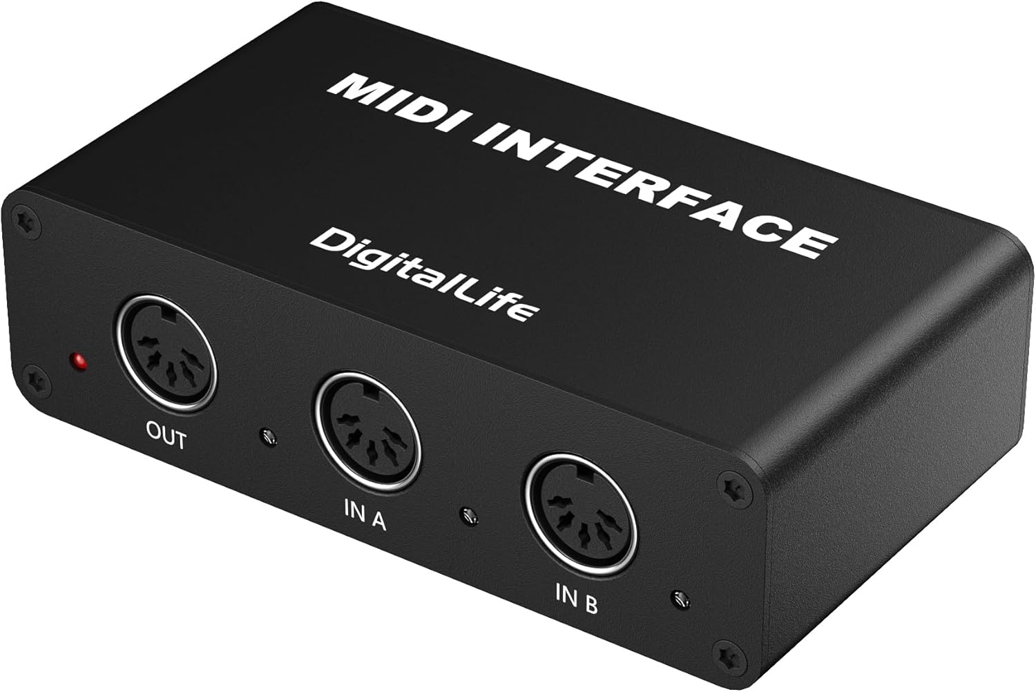 DigitalLife Stand-Alone MIDI Merge Box - 2-Input/1-Out 5-PIN DIN MIDI Interfaces, LED Indicator, Metal (No computer needed) MIDI-Merge(2i/1o)
