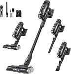 Eureka Cordless Vacuum Cleaner Powerful for Hard Floor and Pet Hair, Lightweight Portable Convenient Cordless Stick and Handheld Vacuum LED Headlight, Black, ReactiClean NEC440BK w/Anti-Tangle Brush