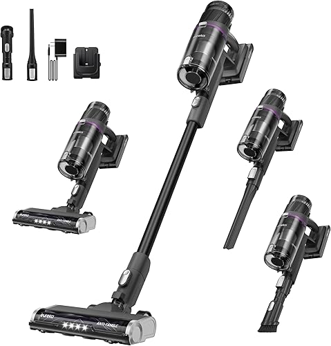 Vista 9 de Eureka Aspiradora inalámbrica ligera, aspiradora de palo recargable para madera dura, pelo de mascotas, color negro, ReactiClean 410