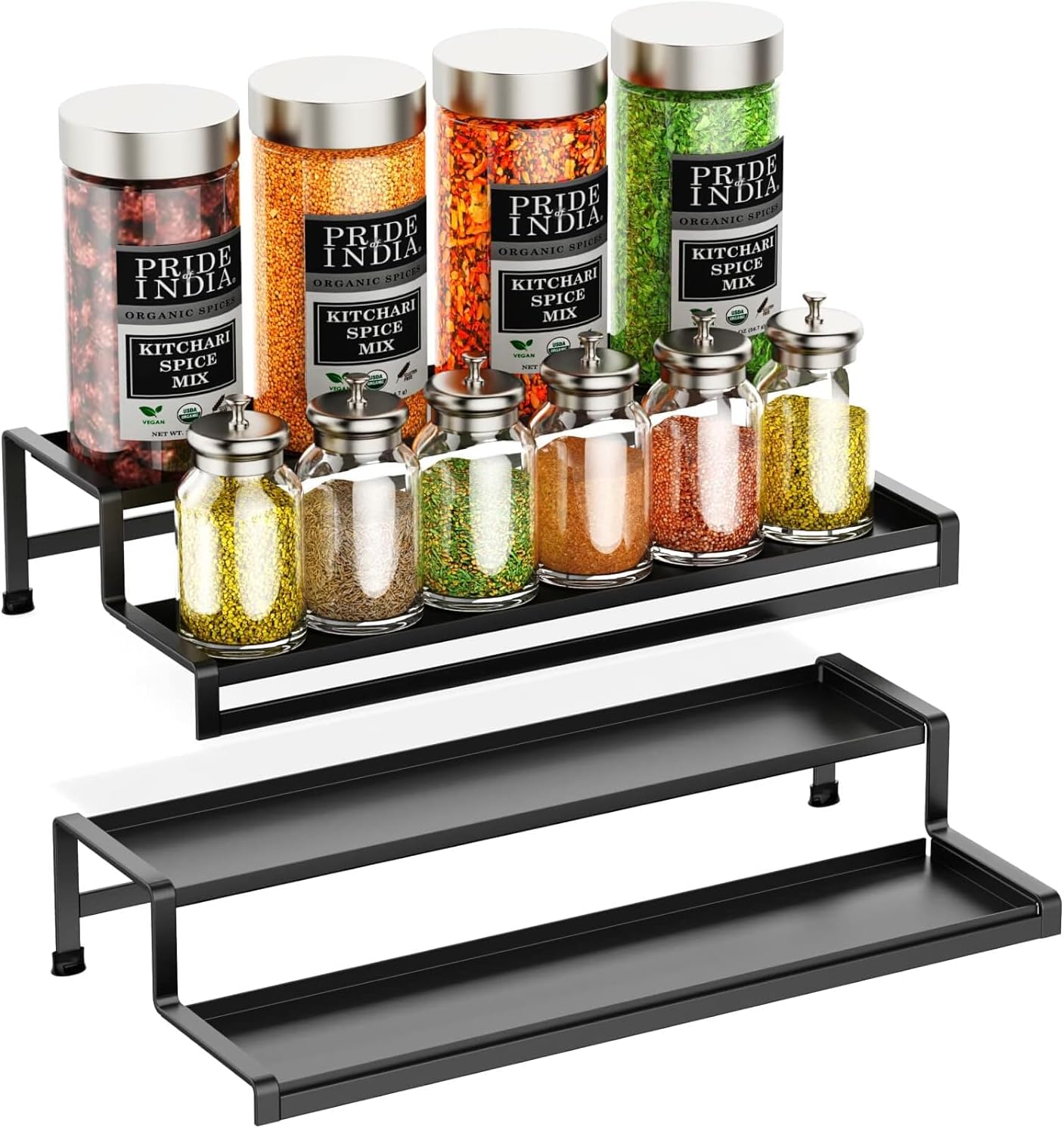 INDIAN DECOR. Alloy Steel Spice Storage Rack With 3 Tiers, 31.8 cm x 25 ...