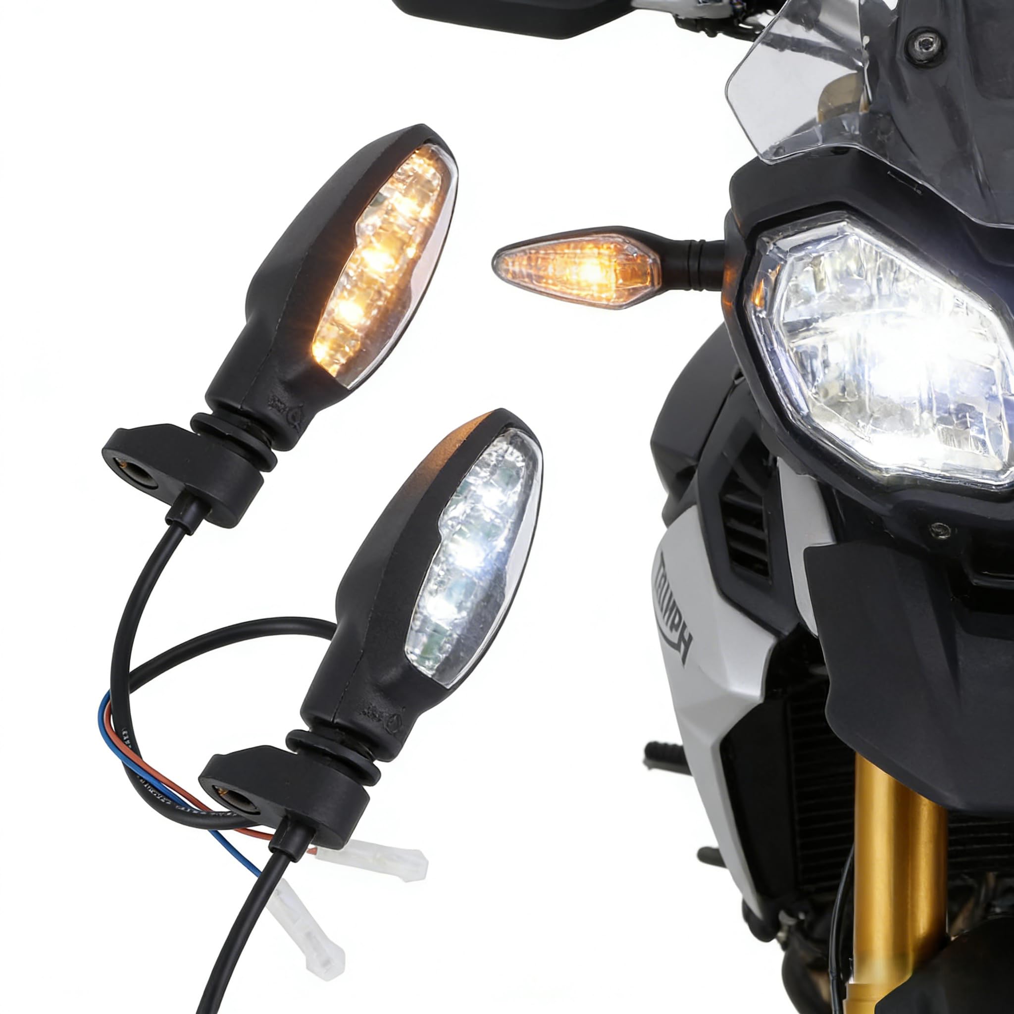 Indicatori di direzione per moto, 1 paio di indicatori di direzione anteriori a LED da 12 V per TRIUMPH Speed ​​Twin Speed ​​Triple R/RS/S Tiger 800/1200