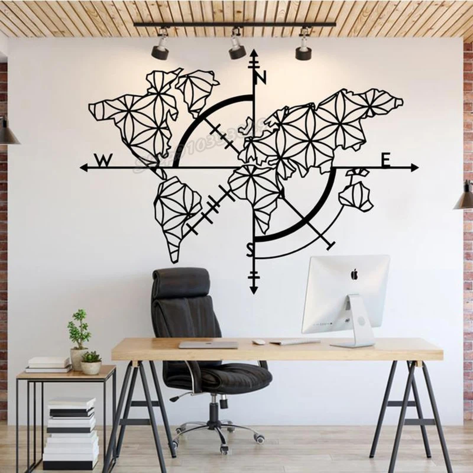 YOUOUSI World map wall Decals, Office Quotes, Team Collaboration, Commercial wall Decals, Children's Room/playroom Decals