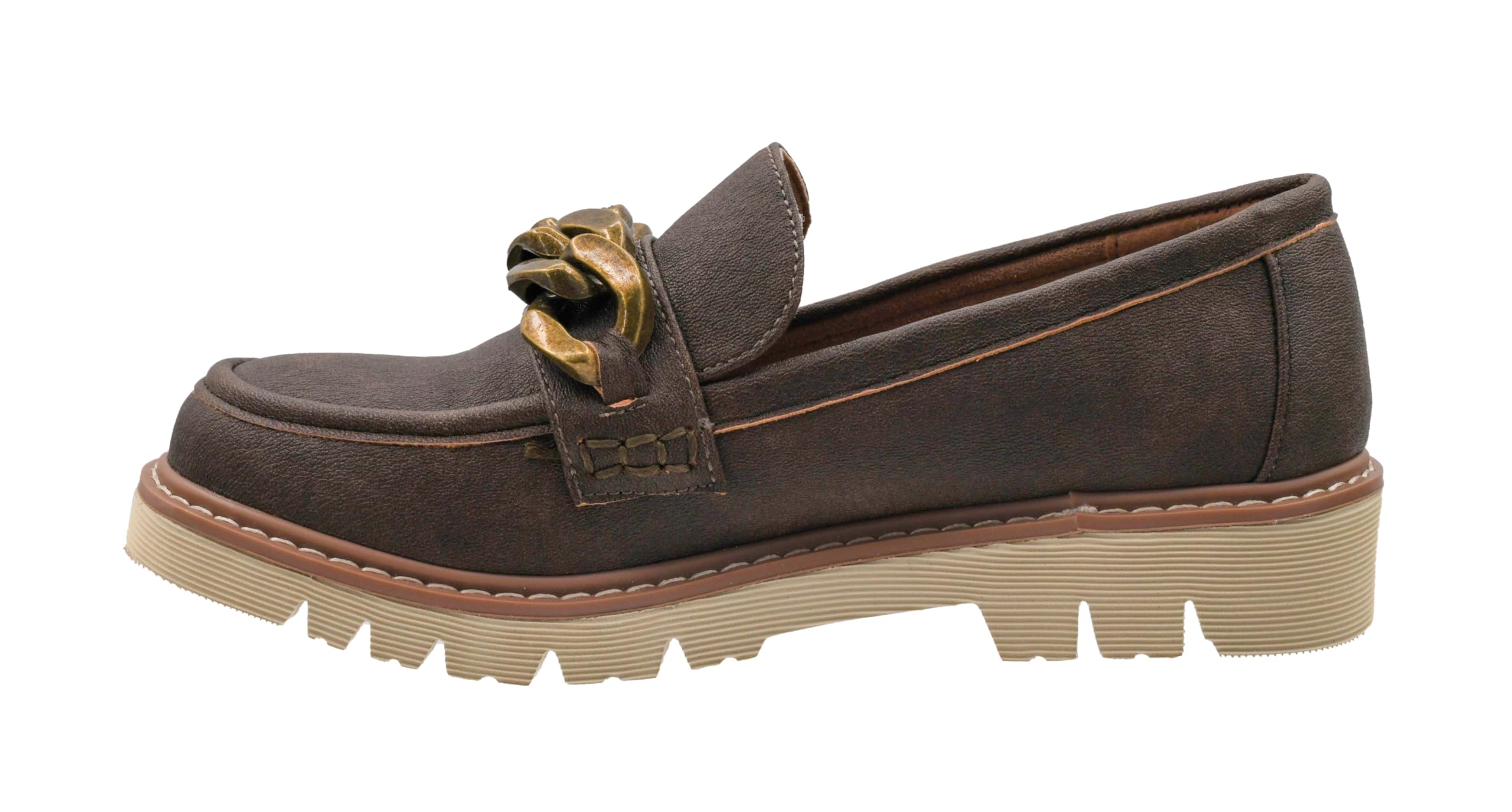 Corkys Footwear Women's Not Literally Slip-On Loafer, with A Chunky Heel and Lug Sole, Cushioned Insoles for All Day Wear, and A Chunky Chain Detail