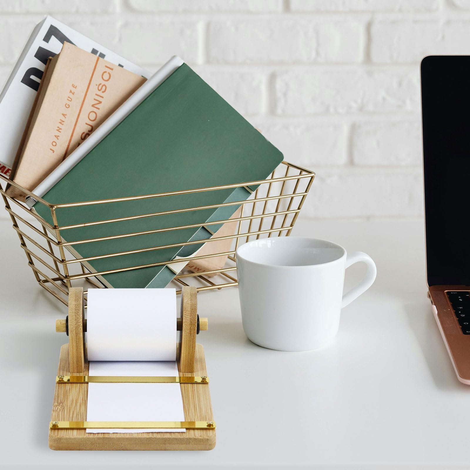 Desktop Note Roll Drawing Paper Roll Note Paper Dispenser Desk, Wooden Paper Roll Holder ...