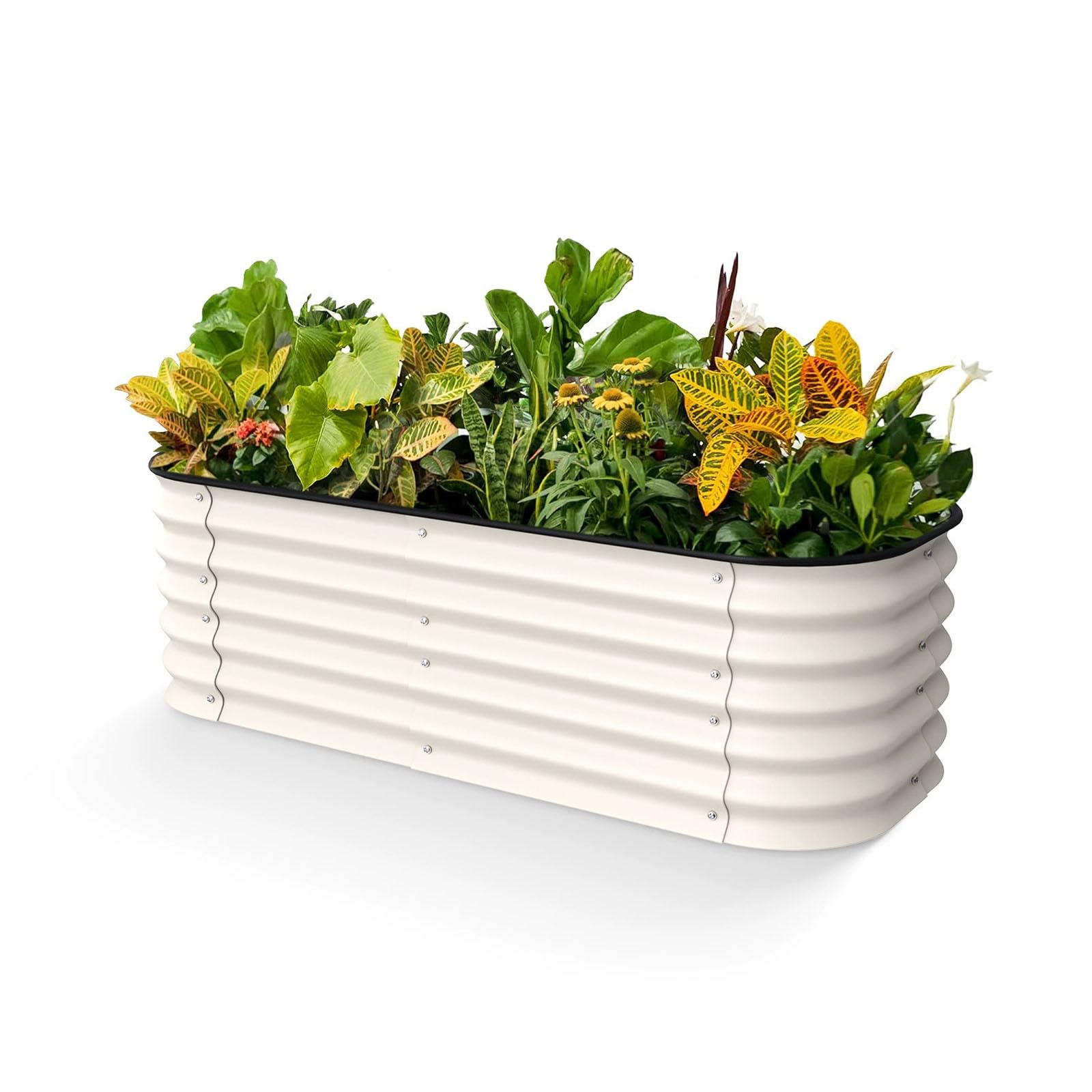 Kit per aiuola rialzata, rettangolare in acciaio zincato, resistente alle intemperie e antiruggine, per orto e patio, struttura in metallo, 150 x 60 x 43 cm