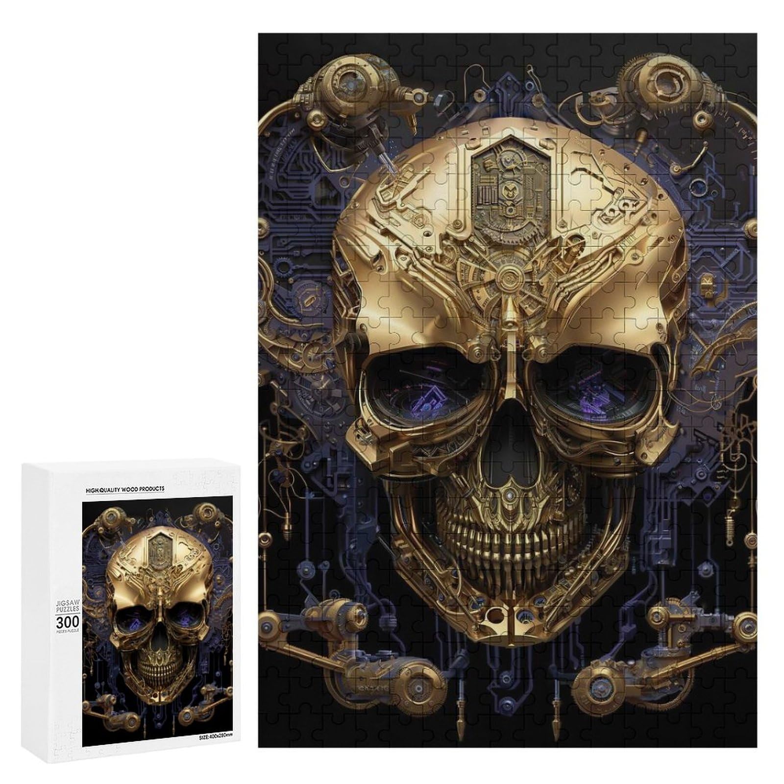 Puzzles for Teenagerss 300 PCS Skull Machine Gold II Teenagers Puzzles Anti-Stress Toys Wall Decoration Unique Birthday And Xmas Gifts 300 PCS