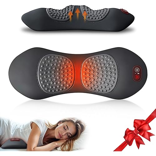 3 in 1 Upadate Rechargeable Electric Lumbar Support Pillow with Adjustable Height for Bed and Chair,Cordless Back Massager for Pain Relief Deep Tissue,Back Massager with Heat for Home & Office