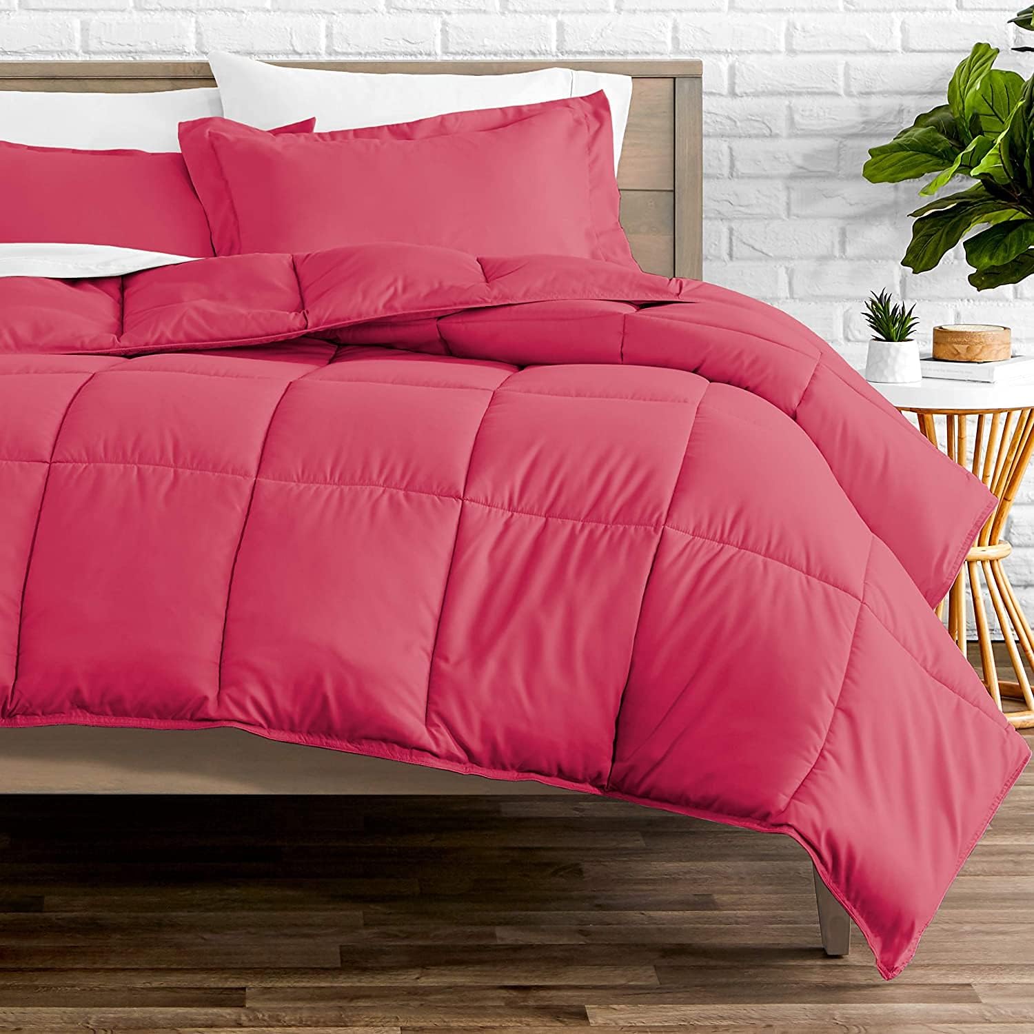 Goose Down Comforter 100% Egyptian Cotton 300 GSM Fill Power Insert King Comforter 600 TC- Comforter with Corner Tabs for All Seasons,90''x106'' Inches-Hot Pink