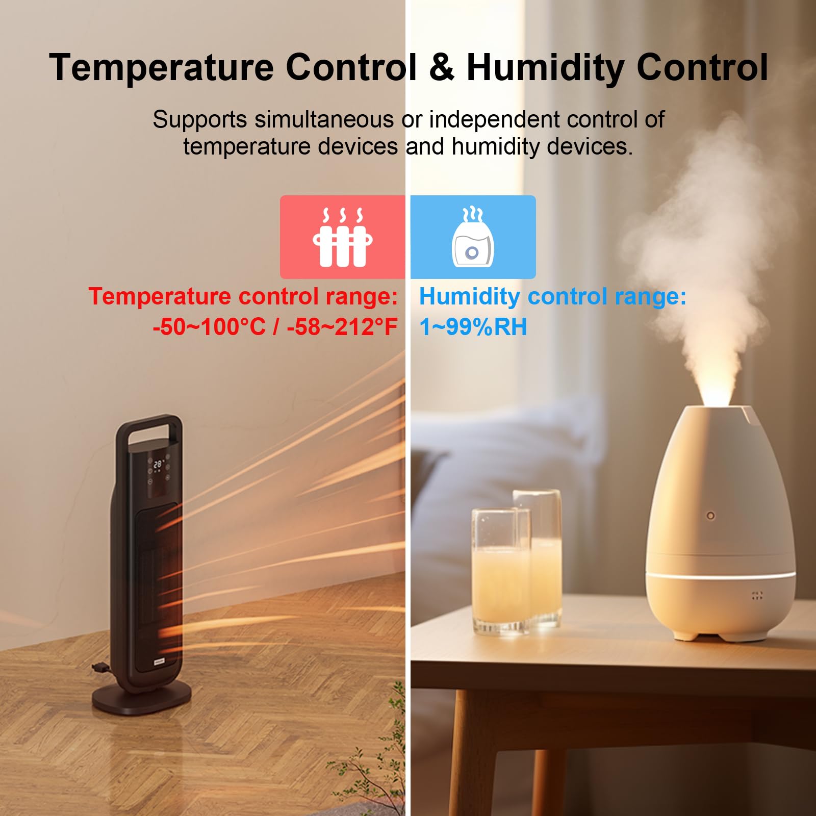 KETOTEK Enchufe con Higrostato Termostato con Sonda, Controlador de Humedad y Temperatura Regulador Digital 220V con Alarma para Terrario Reptil Invernadero Incubadora Humidificador Deshumidificador