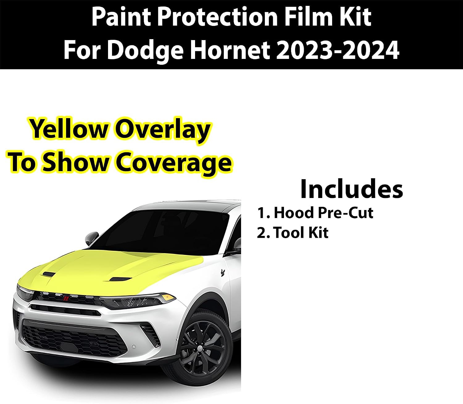 BOGAR TECH DESIGNS Top Front Paint Protection PPF Film Kit Cover Compatible with Dodge Hornet 2023-2024, Clear Bra
