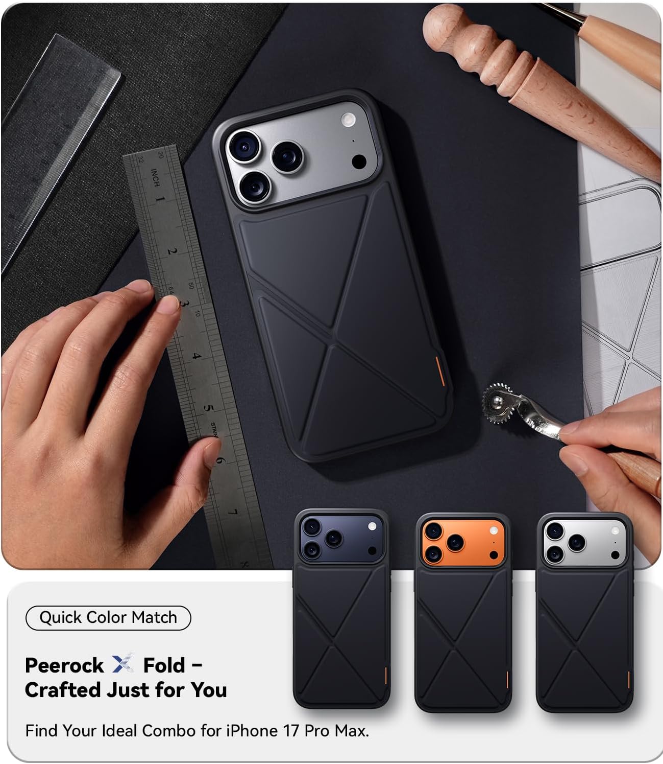 X Fold Stand for iPhone 17 Pro Case Compatible with MagSafe [Nano TechWoven] [16FT Military Grade Protection] Shockproof Anti-Slip, Slim for 17 Pro Case with Stand 6.3" - Black
