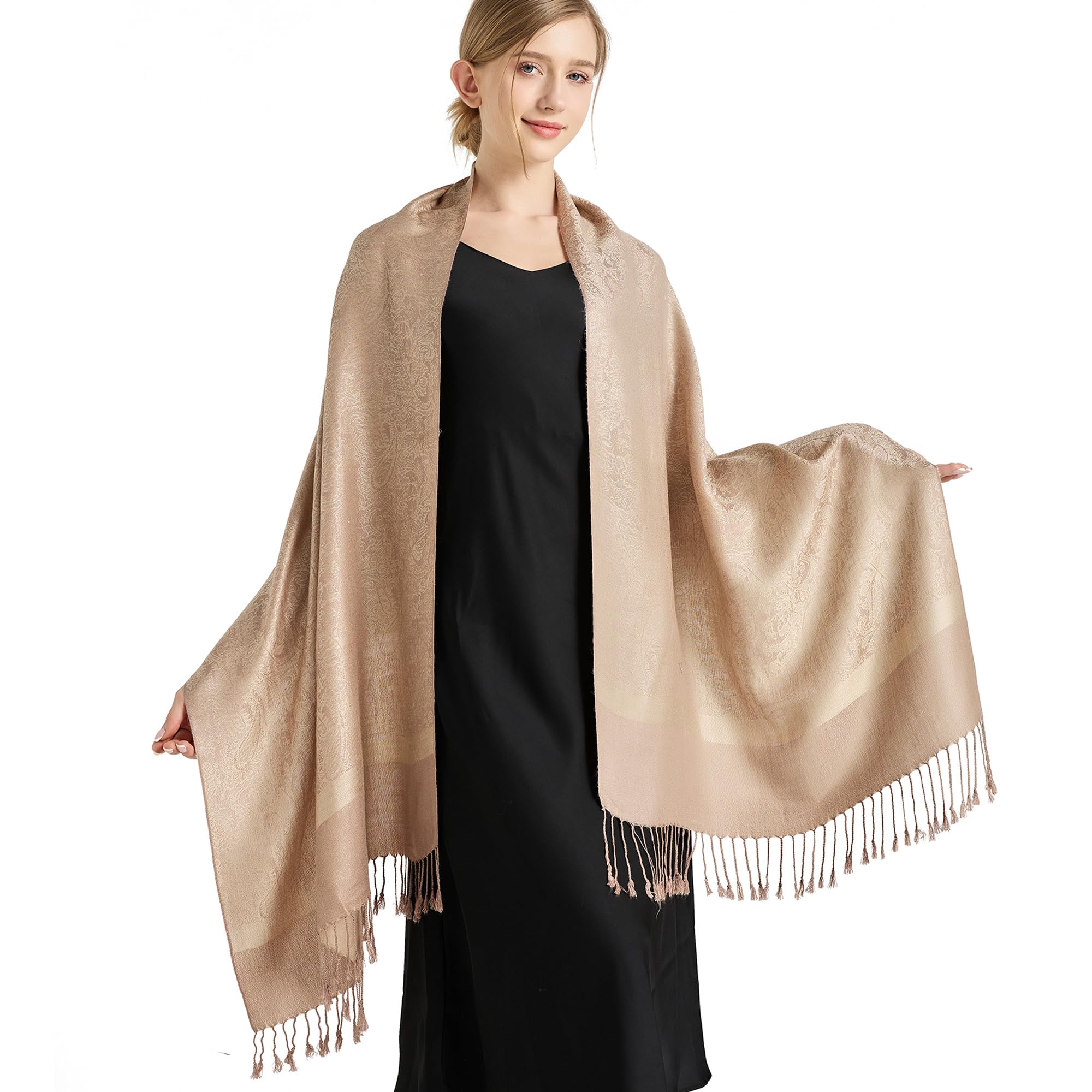 Pashmina Shawls and Wraps-vimate Spring Fall Beige Grey