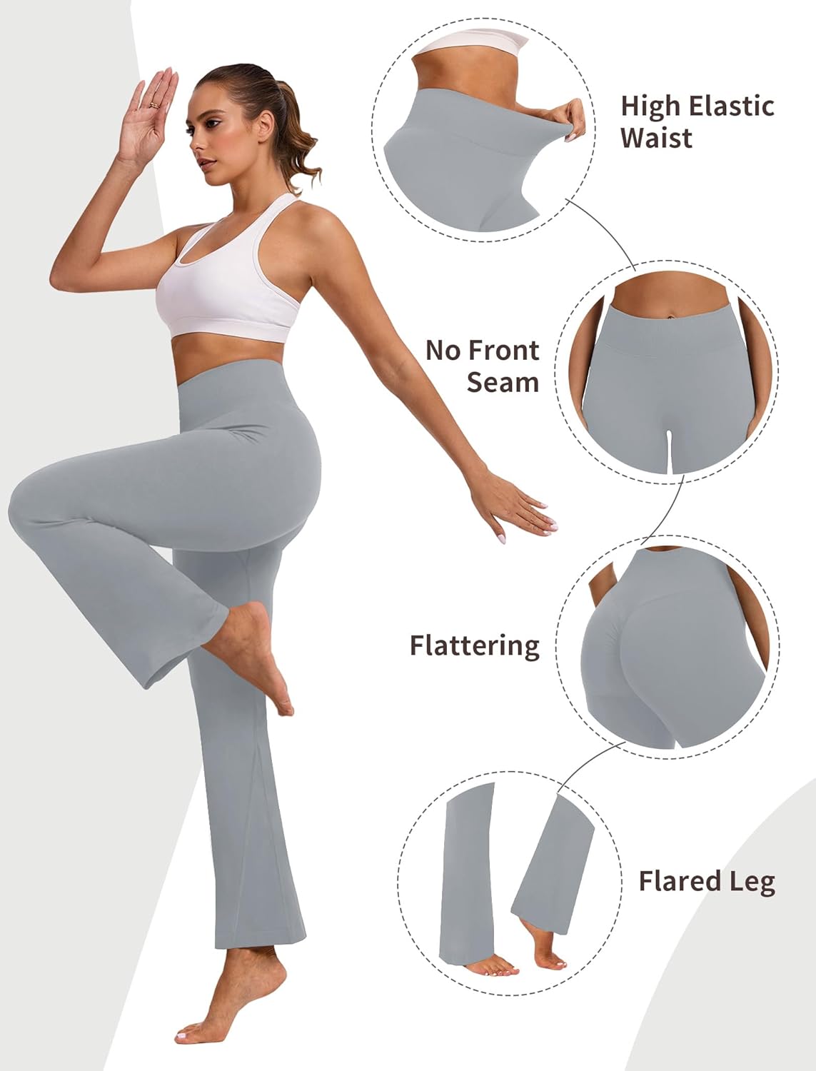 FireSwan Flare Leggings for Women Scrunch Butt Seamless Yoga Pants Tummy Control High Waisted Bootcut Workout Leggings - Image 5