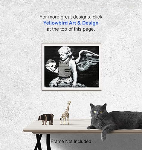 Miniatura 5 de Banksy Fallen Angel with Skull - Arte de pared con graffiti, arte callejero, mural urbano, 8 x 10 pulgadas, sin marco