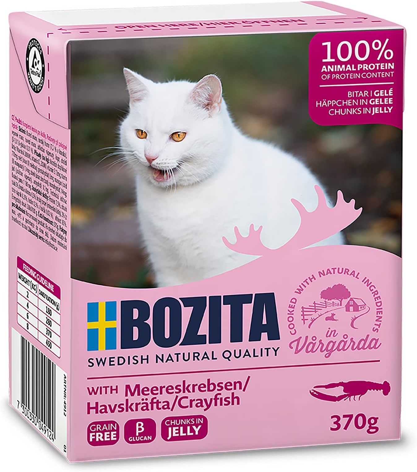 Bozita Appetizers in Jelly Wet Food with Sea Crayfish in Tetra Recart 16 x 370 g - Grain-Free - Sustainably Produced Cat Food for Adult Cats - Complete Food