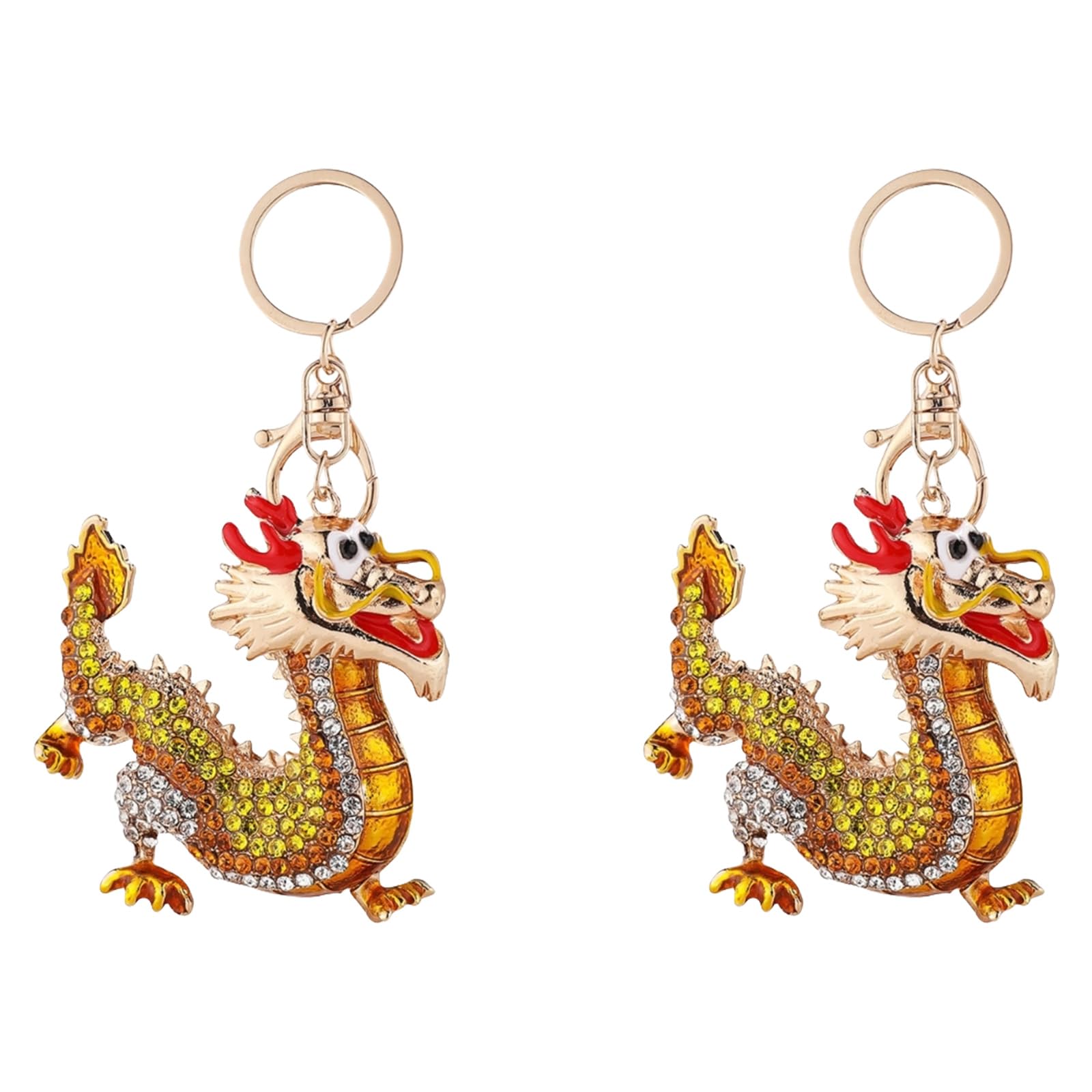 Xjdzineq Of 2 Elegant Chinese Dragon Keychains Sparkling Rhinestones Zodiacs Keyring for Handbags Party Decoration Dragon Keychains with Crystal