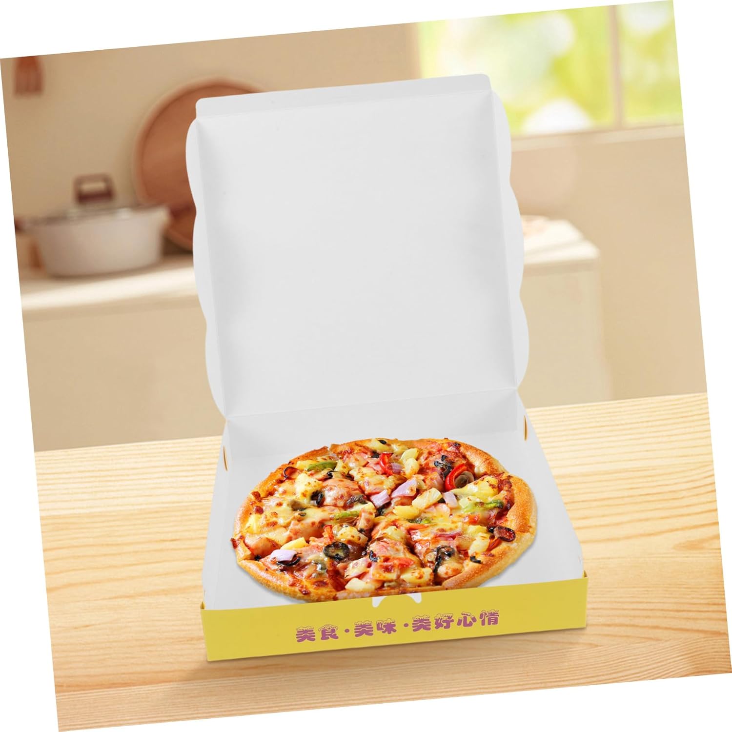 40pcs 9in Thickened Paper Pizza Boxes Pizza Slice Storage Container Square Cardboard Food Takeout Packaging for Parties