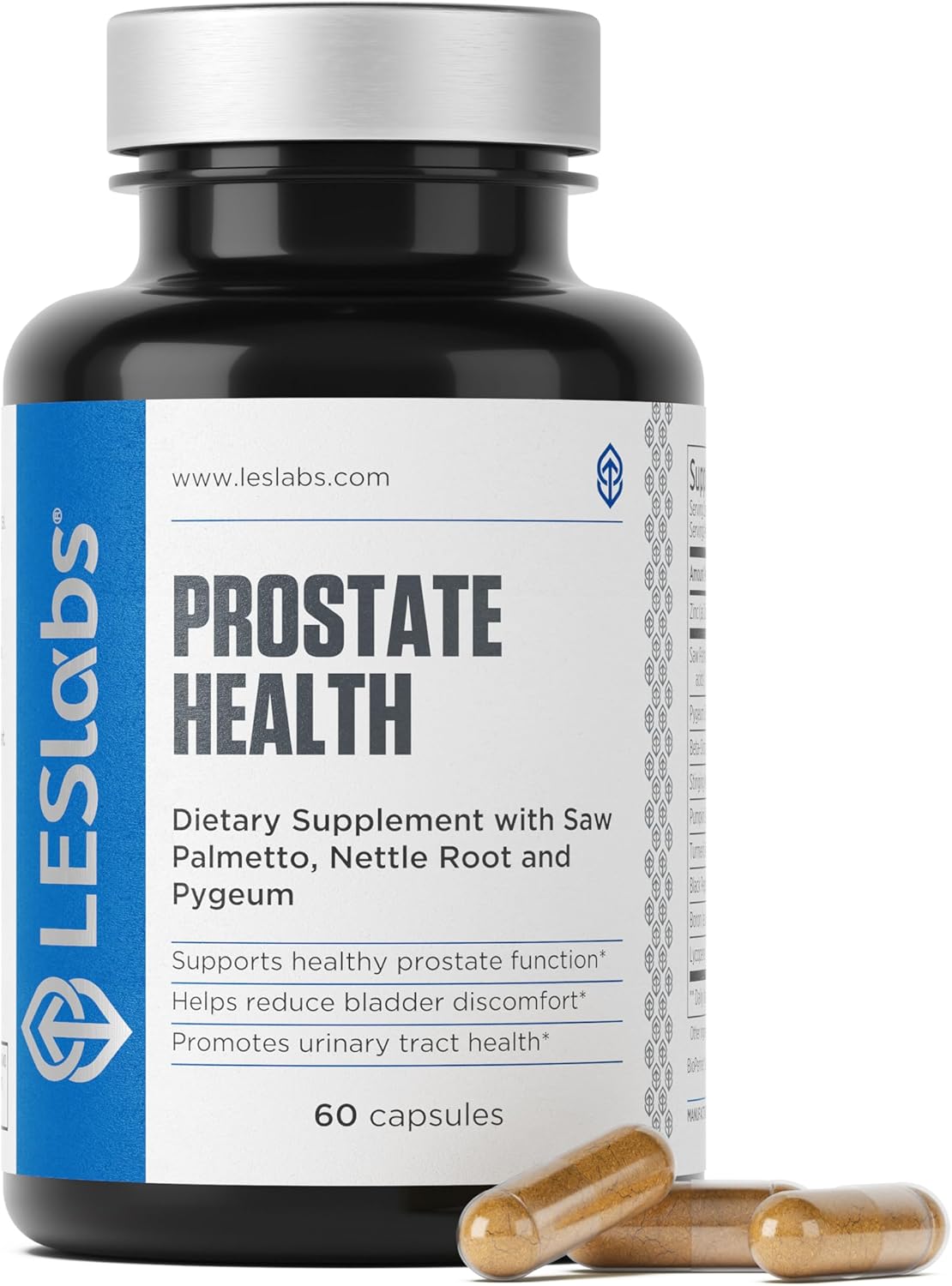 LES Labs Prostate Health – Prostate Support, Urinary Tract Health, Fewer Bathroom Visits & Improved Sleep – Saw Palmetto, Pygeum, Beta Sitosterol & Nettle Root – Non-GMO Supplement – 60 Capsules