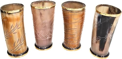 Miniatura 5 de Viking Drinking - Taza de cuerno natural hecha a mano para vino de cerveza Ale, hecha a mano, pulido, juego de 4