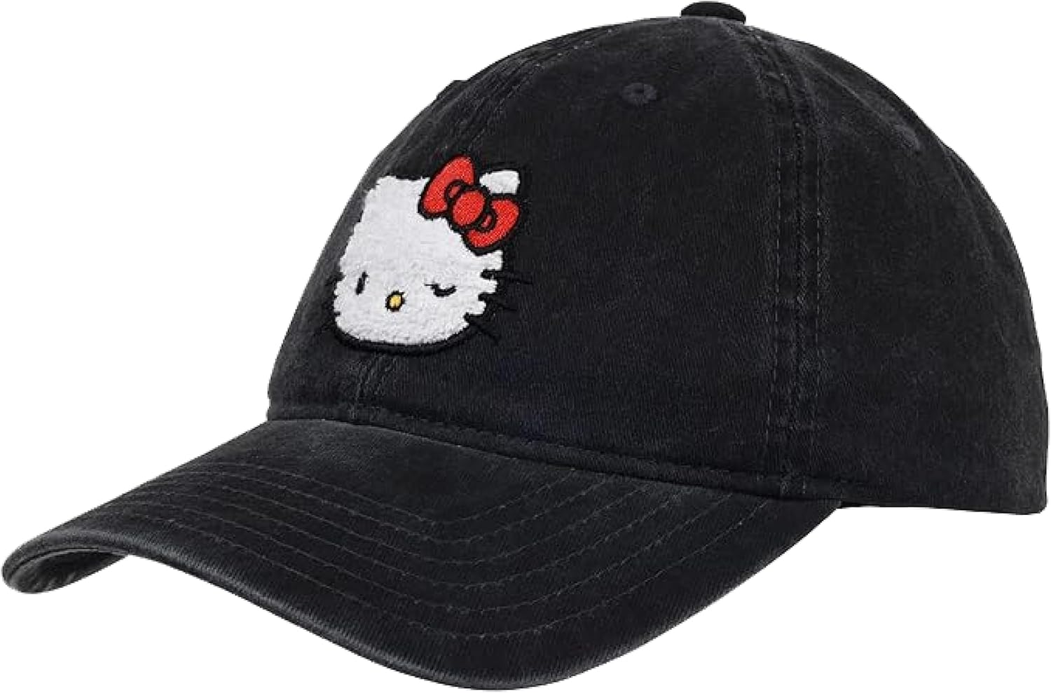 Concept One Unisex Adult Hello Kitty Baseball Cap, Adjustable Cotton Dad Hat with Curved Brim, Chenille Patch