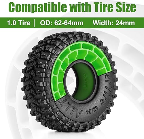 Miniatura 2 de INJORA Insertos de goma de silicona para neumáticos de 2.441-2.520 in* 24mm 1.0" (verde)