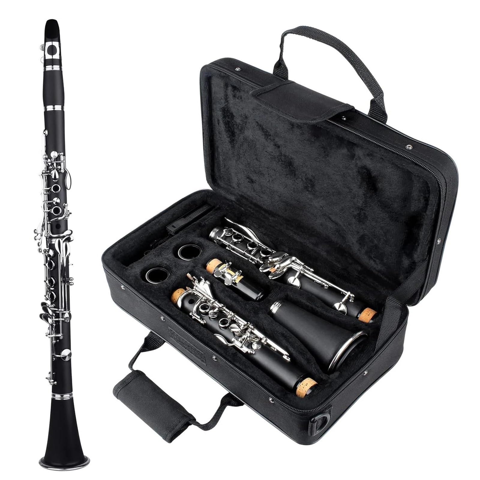Klarnet 17-klawiszowy Profesjonalny Instrument Z Drewna Bakelitowego Akcesoriami Do Trzciny W Pudełku Łatwy Gry(Pink)